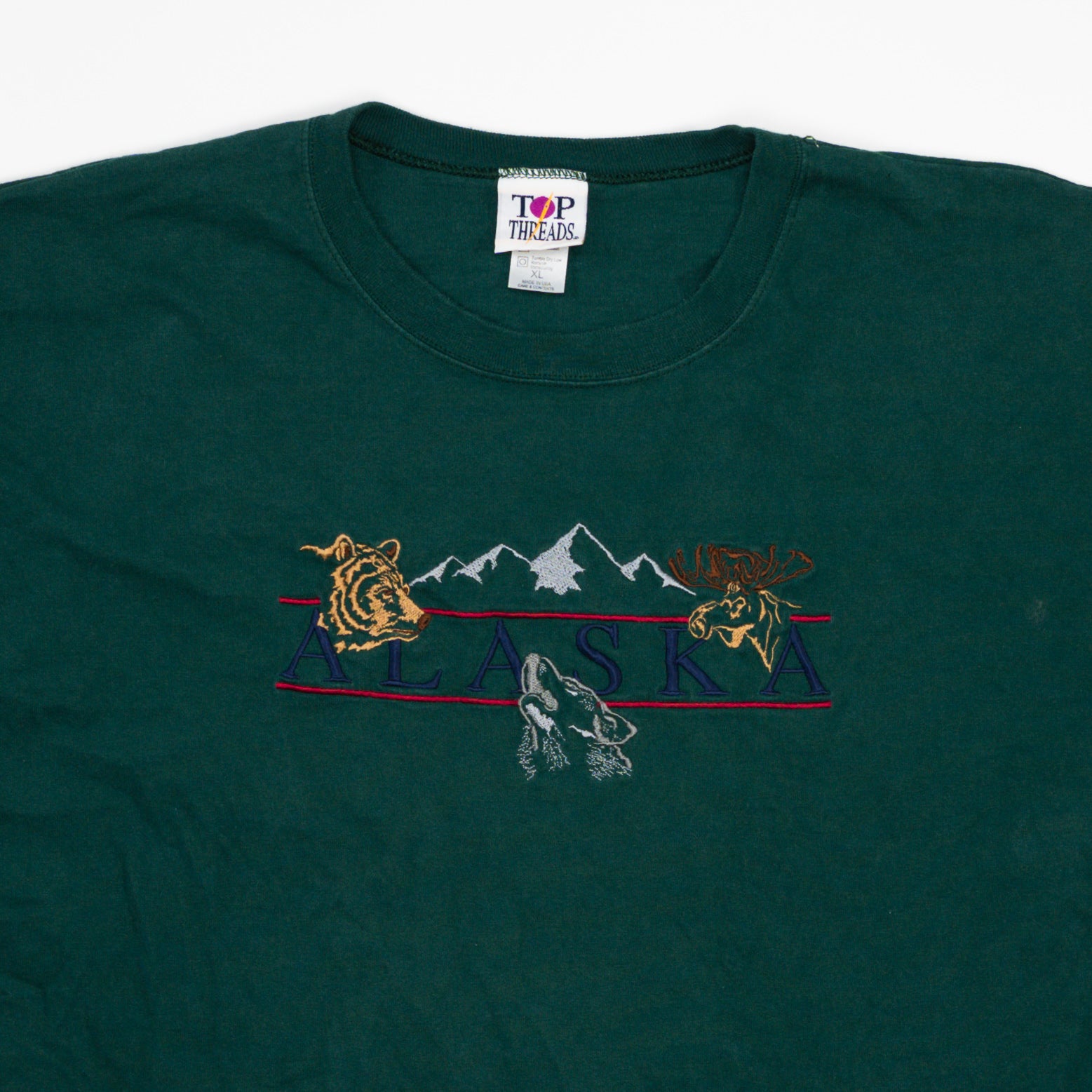 Vintage 90s Green Alaska Mountain Tee (L)