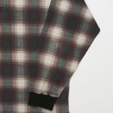 Vintage Eddie Bauer Green + Maroon Plaid 1/4 Button Long Sleeve (L) | Rebalance Vintage.
