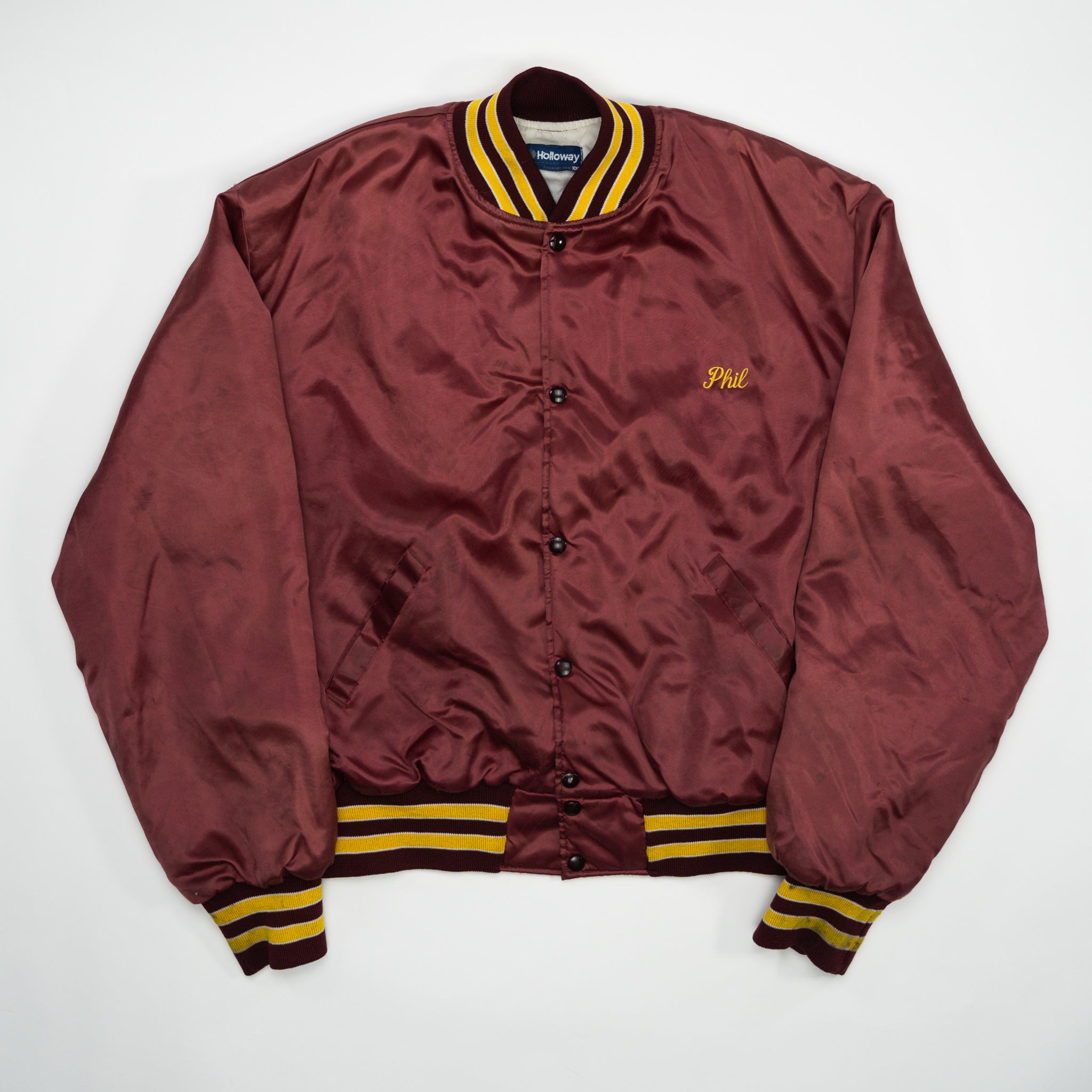 Vintge Maroon Satin Homerun Bomber (XL/XXL) | Rebalance Vintage.