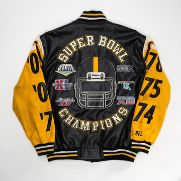 Vintage Steelers Superbowl Champ Leather Letterman Jacket (XL) | Rebalance Vintage.