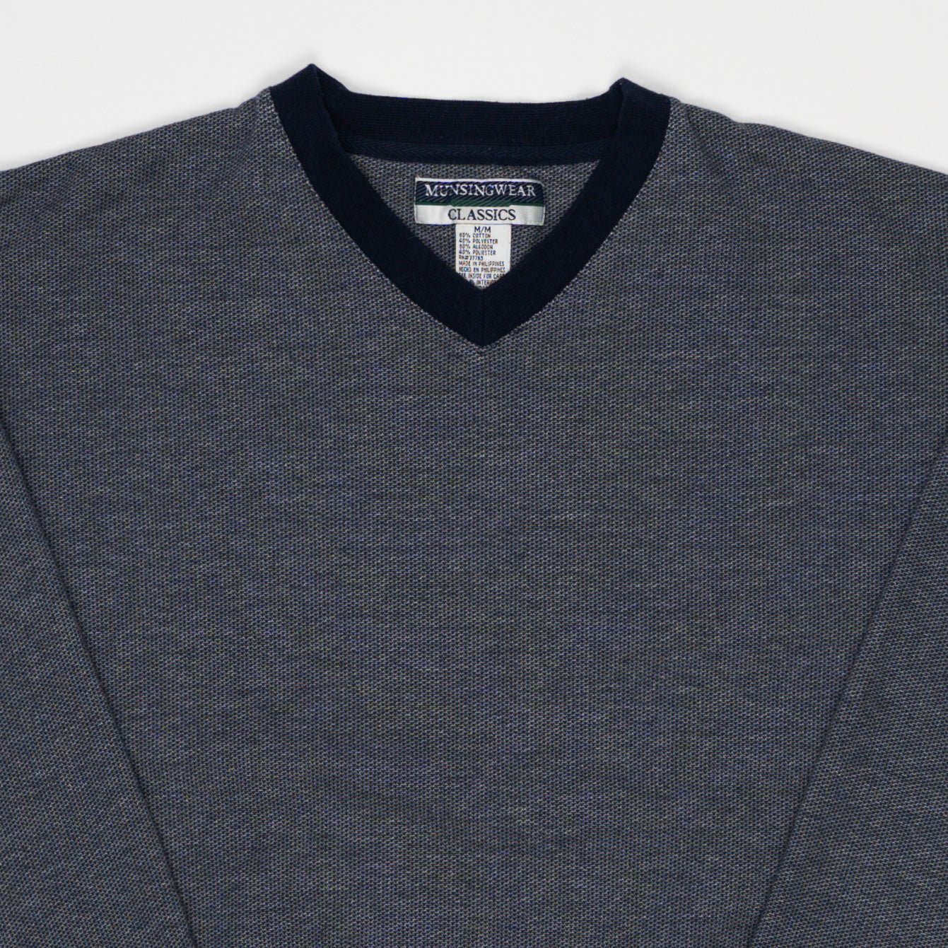 Vintage 80s Blue V Neck Creweck (M) | Rebalance Vintage.
