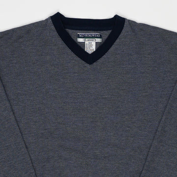 Vintage 80s Blue V Neck Creweck (M) | Rebalance Vintage.