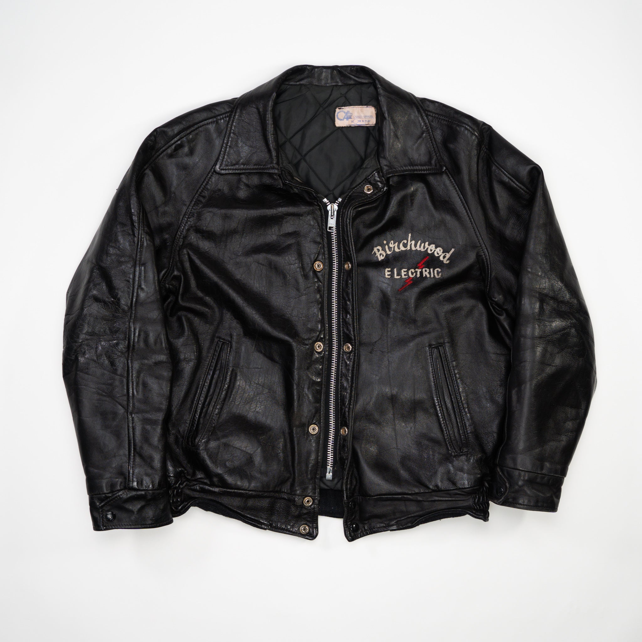 Vintage 80s Birchwood Electric Leather Bomber (L)