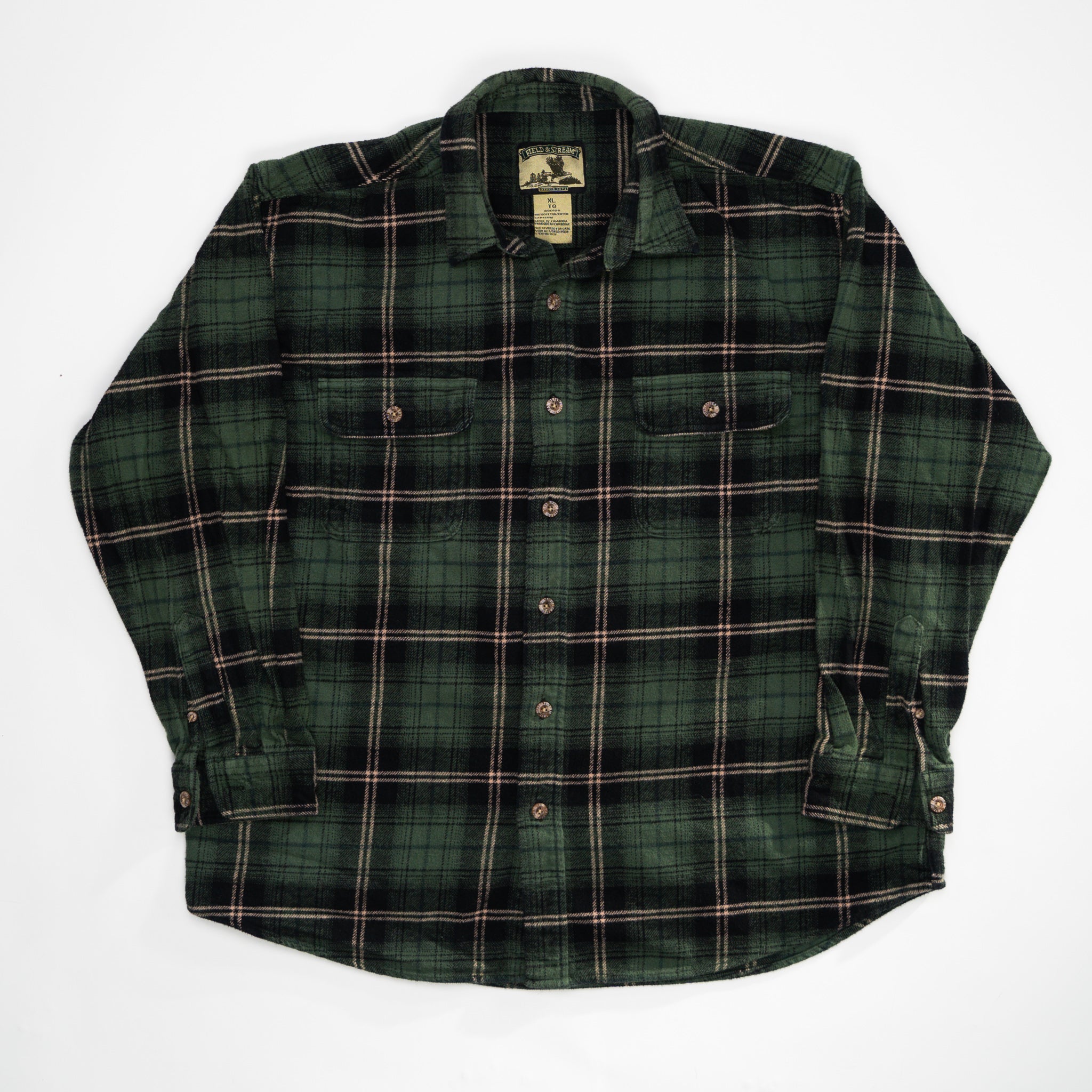 Vintage Green Field & Stream Plaid Long Sleeve (L) | Rebalance Vintage.