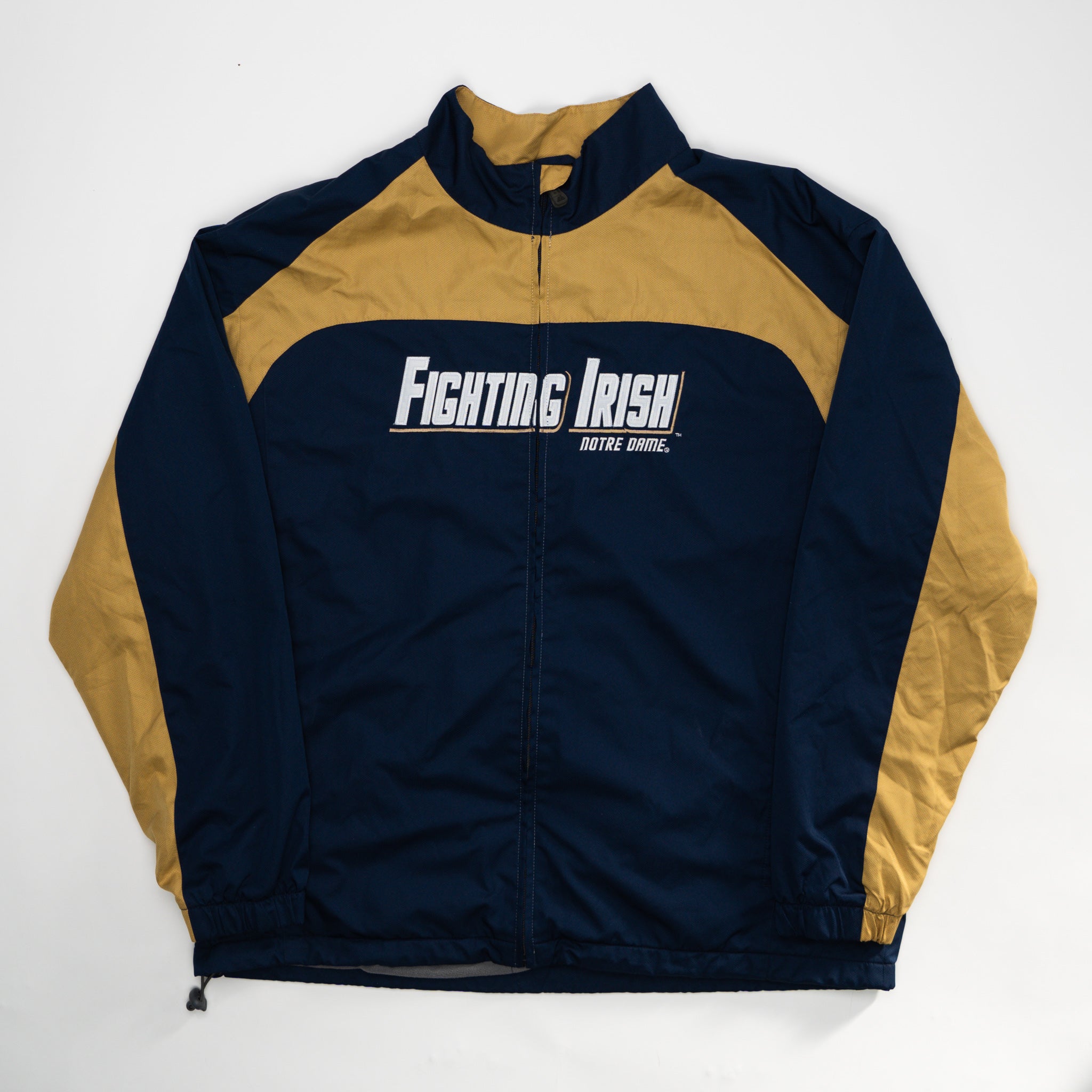 Vintage Blue + Yellow Fighting Irish Notre Dame Windbreaker (L/XL) | Rebalance Vintage.