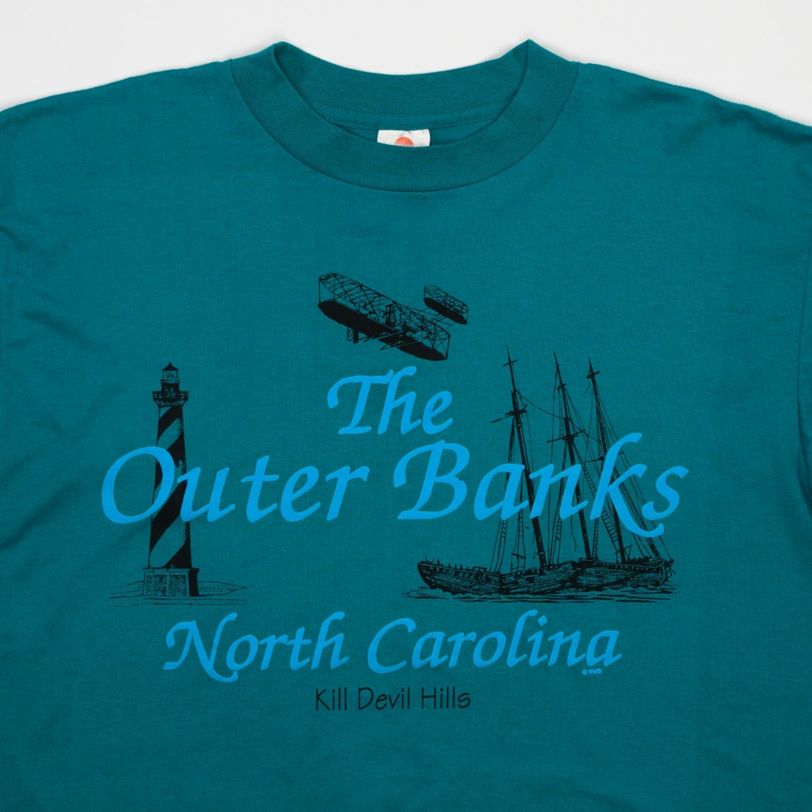 Vintage 90s Teal Outer Banks NC Single Stitch Tee (L)