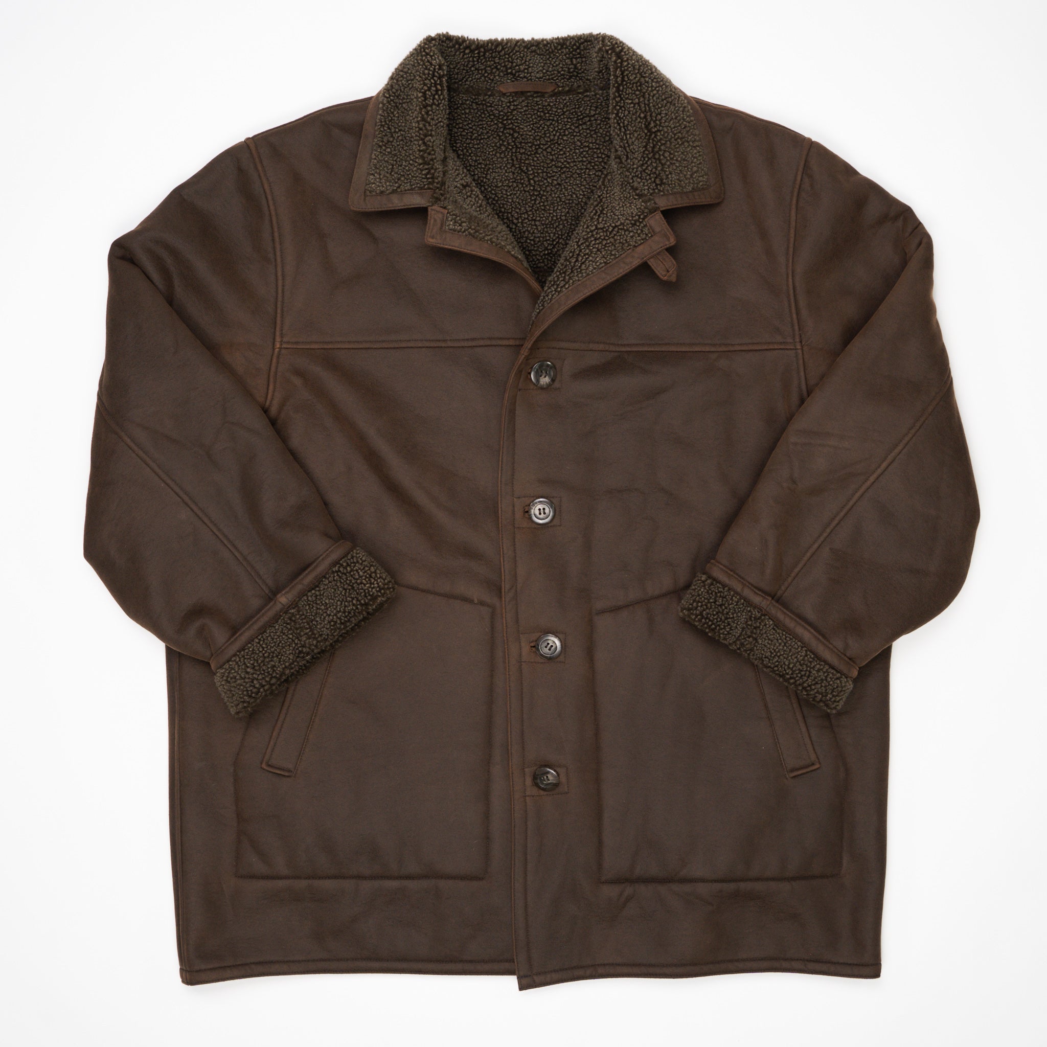 Vintage Brown Suede Sherpa Jacket (XL) | Rebalance Vintage.