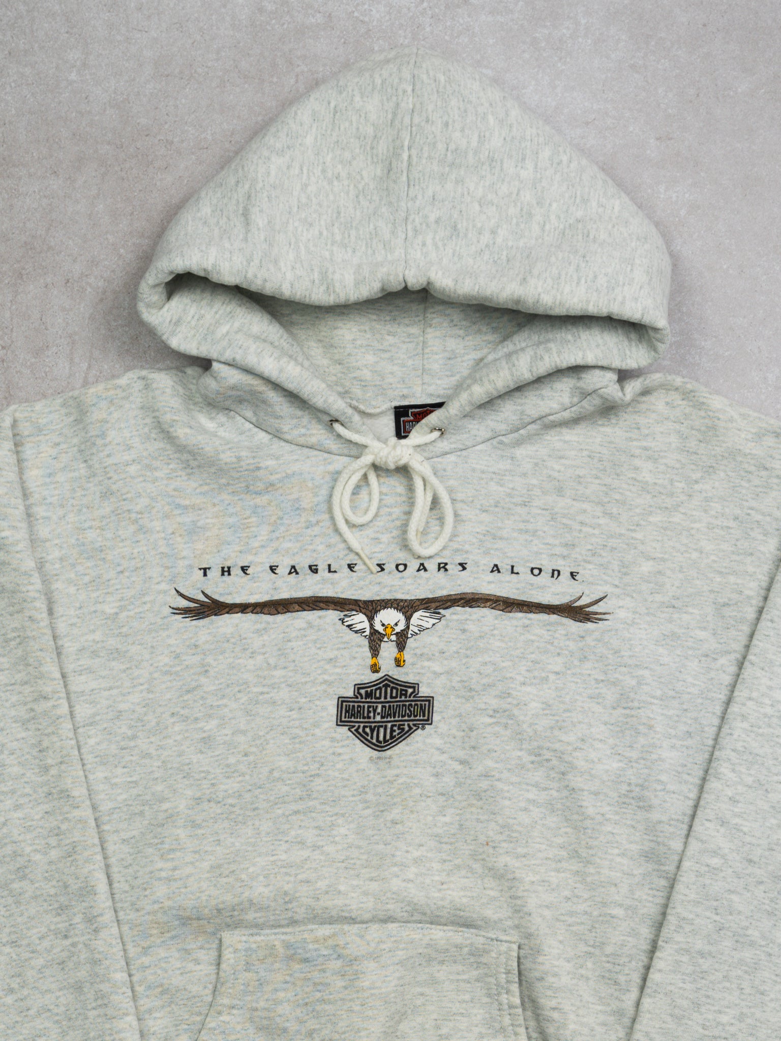 Vintage '98 Grey Harley Davidson Thunder Bay Hoodie (S/M)