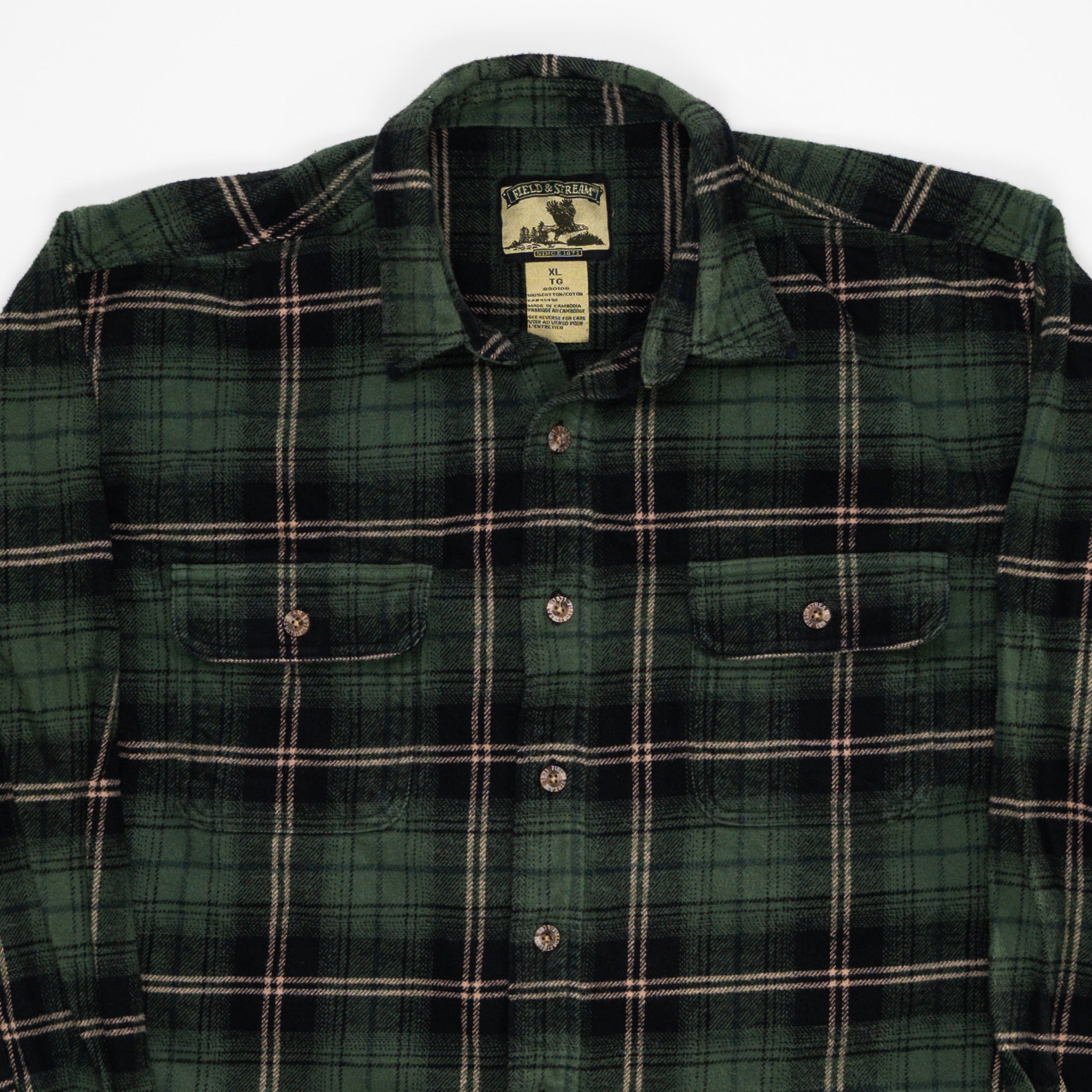 Vintage Green Field & Stream Plaid Long Sleeve (L) | Rebalance Vintage.