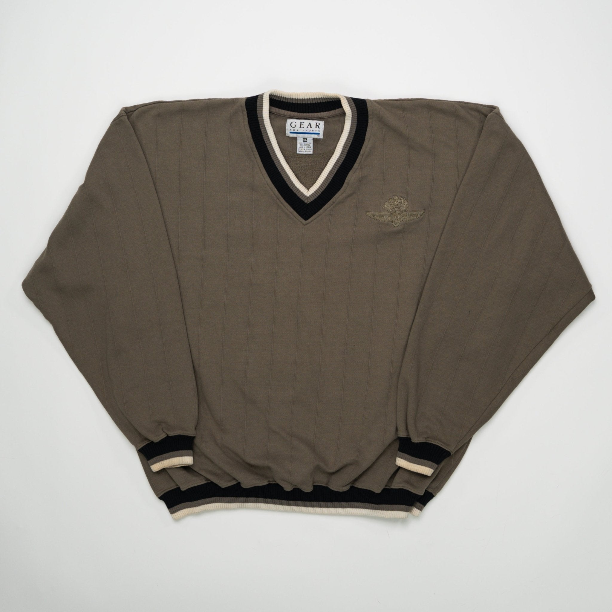 Vintage Olive Indianapolis Speedway V Crewneck (XL) | Rebalance Vintage.