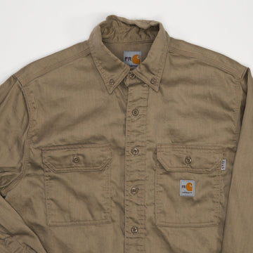 Vintage Beige Carhartt Workwear FR Button Up Long Sleeve (M) | Rebalance Vintage.