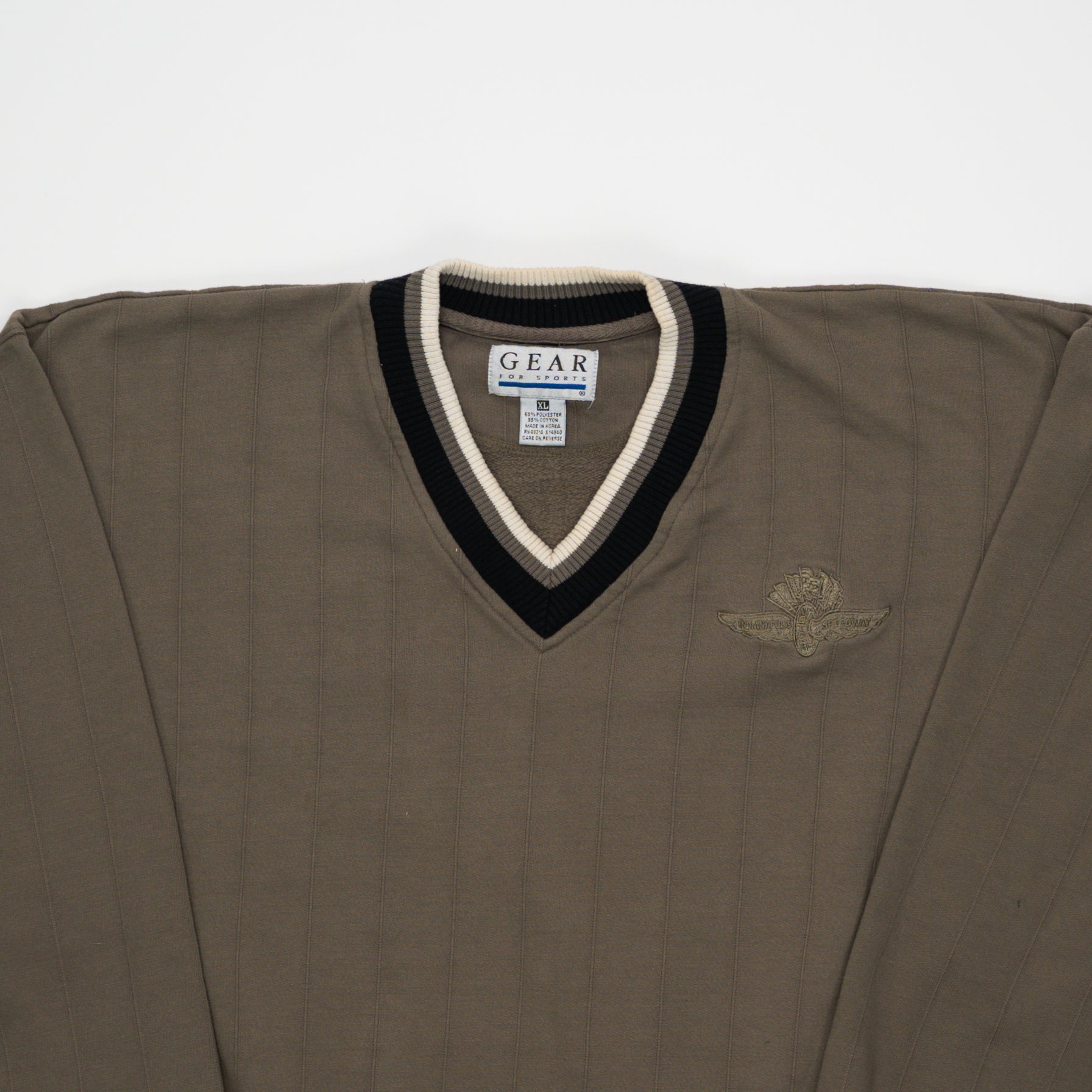 Vintage Olive Indianapolis Speedway V Crewneck (XL) | Rebalance Vintage.