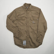 Vintage Beige Carhartt Workwear FR Button Up Long Sleeve (M)