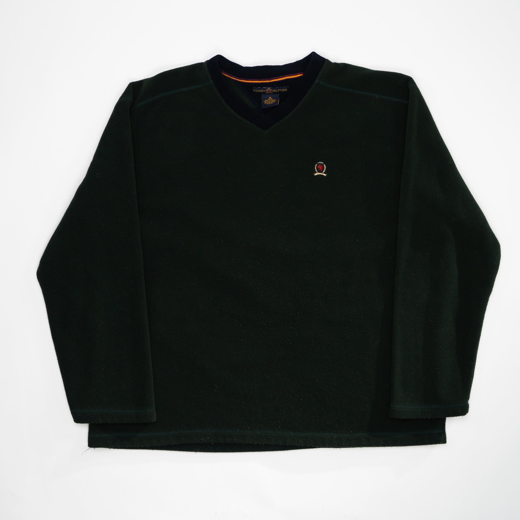 Vintage 90s Green Tommy Hilfiger Fleece Sweater (XL) | Rebalance Vintage.