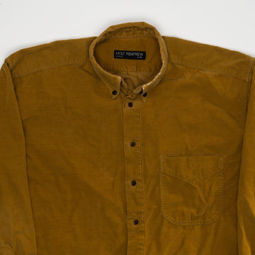 Vintage 80s Mustard Yellow Holt Renfrew Corduroy Button Up (L) | Rebalance Vintage.
