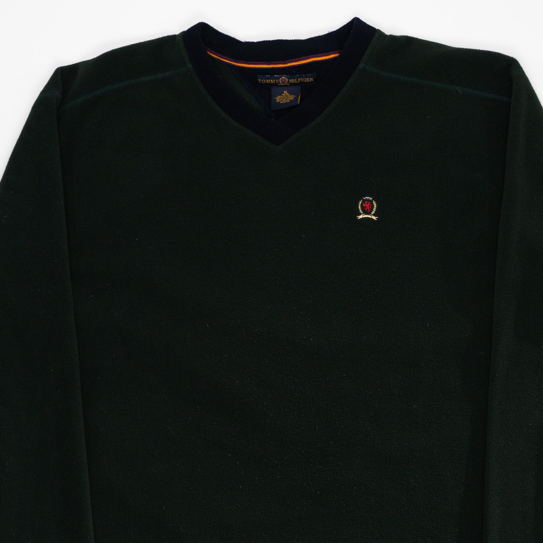 Vintage 90s Green Tommy Hilfiger Fleece Sweater (XL) | Rebalance Vintage.