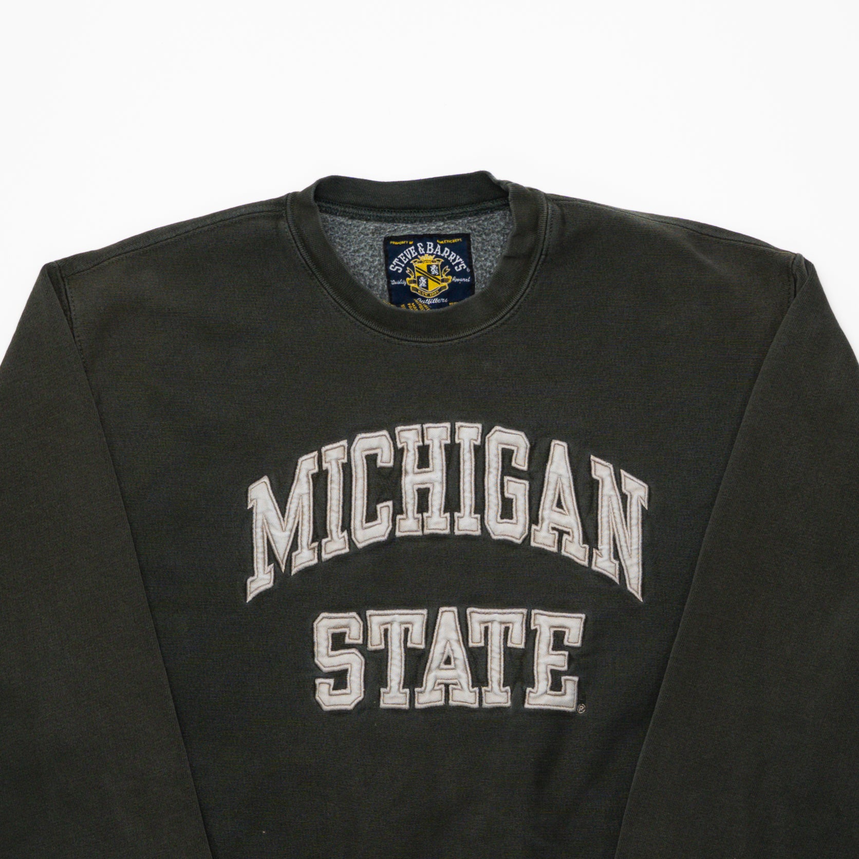 Vintage Washed Green Michigan State Crewneck (M) | Rebalance Vintage.