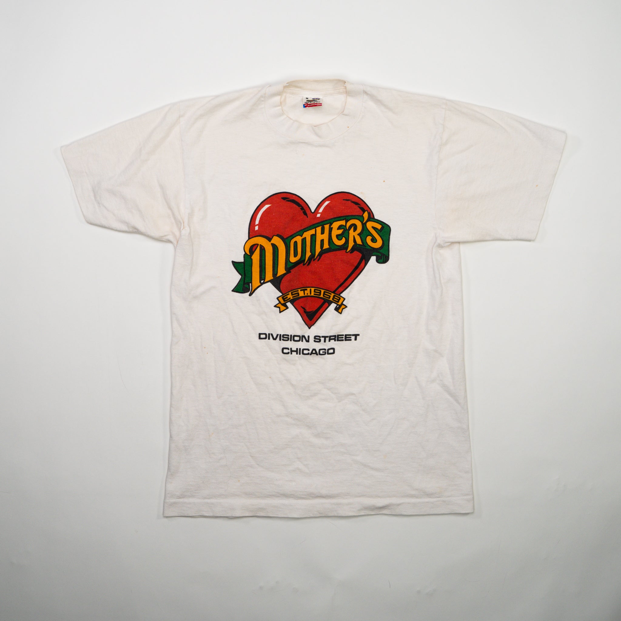 Vintage 90s White Mothers Division Street Chicago Tee (S)