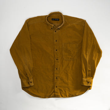 Vintage 80s Mustard Yellow Holt Renfrew Corduroy Button Up (L) | Rebalance Vintage.