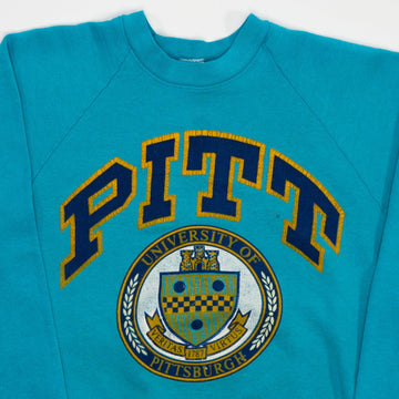 Vintage 80s Teal PITT Crest Crewneck (S) | Rebalance Vintage.