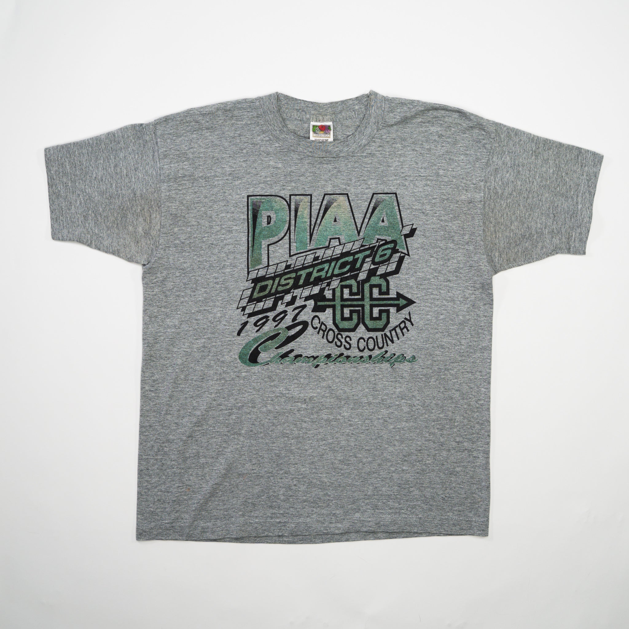 Vintage '97 Grey PIAA District 6 Cross Country Champ Tee (M)