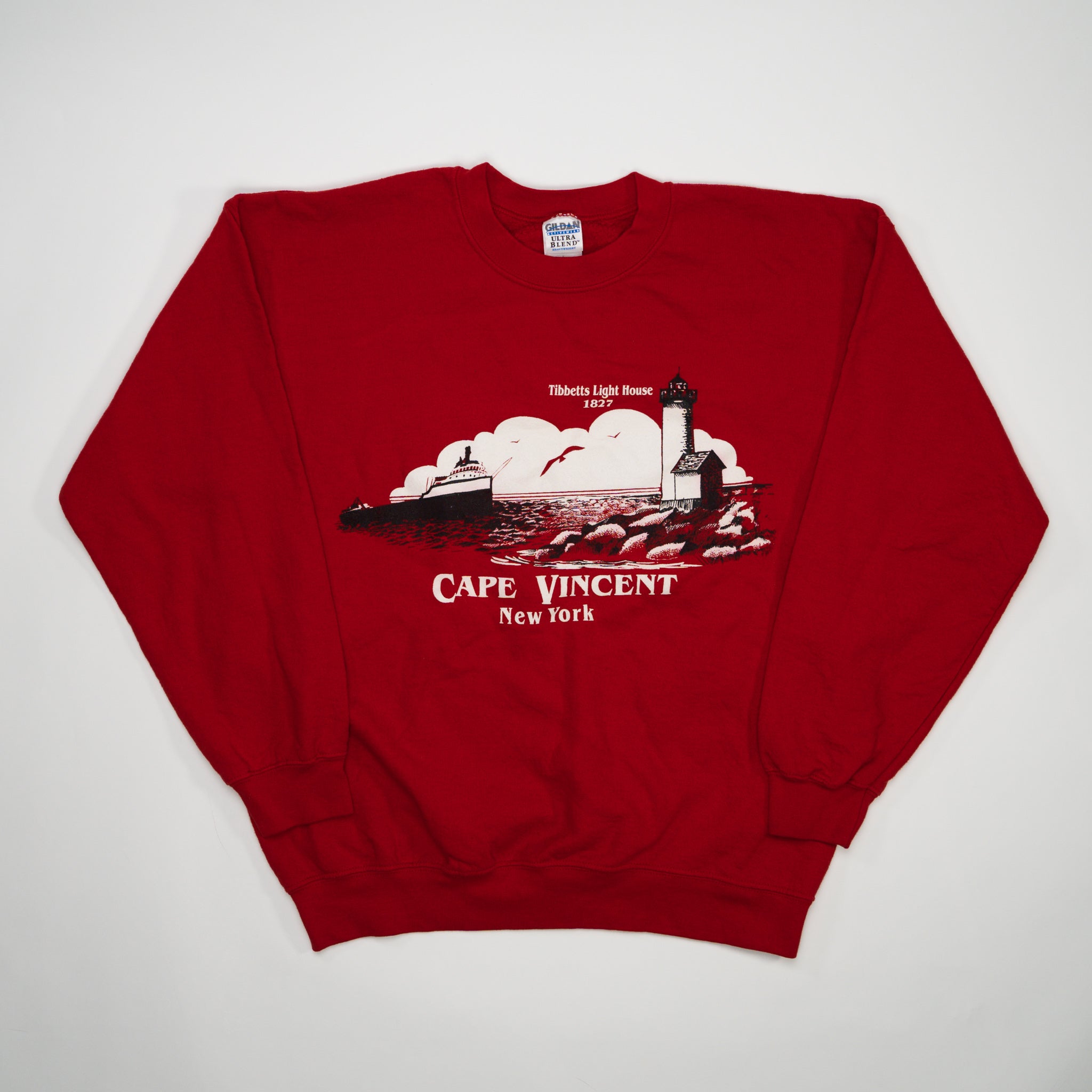 Vintage 90s Red Cape Vincent New York Crewneck (M/L) | Rebalance Vintage.