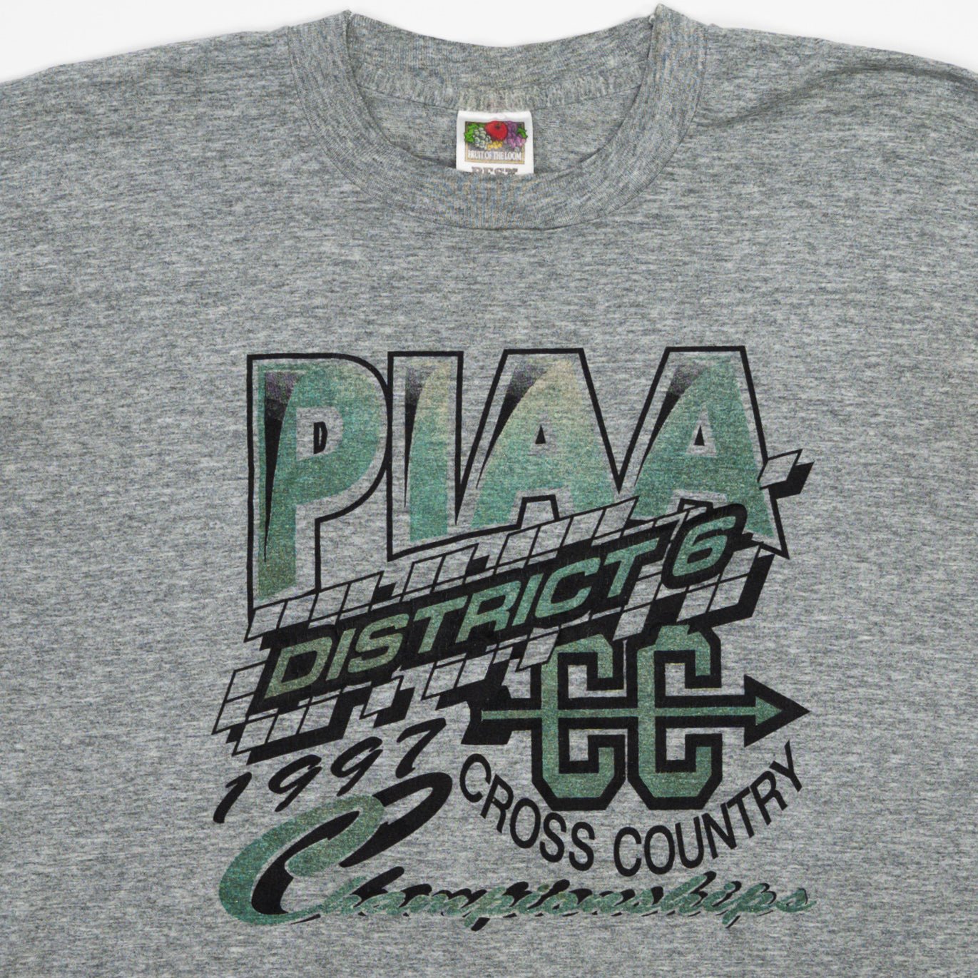 Vintage '97 Grey PIAA District 6 Cross Country Champ Tee (M)