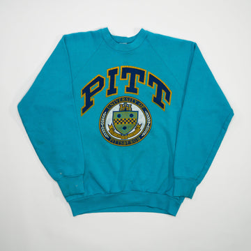Vintage 80s Teal PITT Crest Crewneck (S) | Rebalance Vintage.