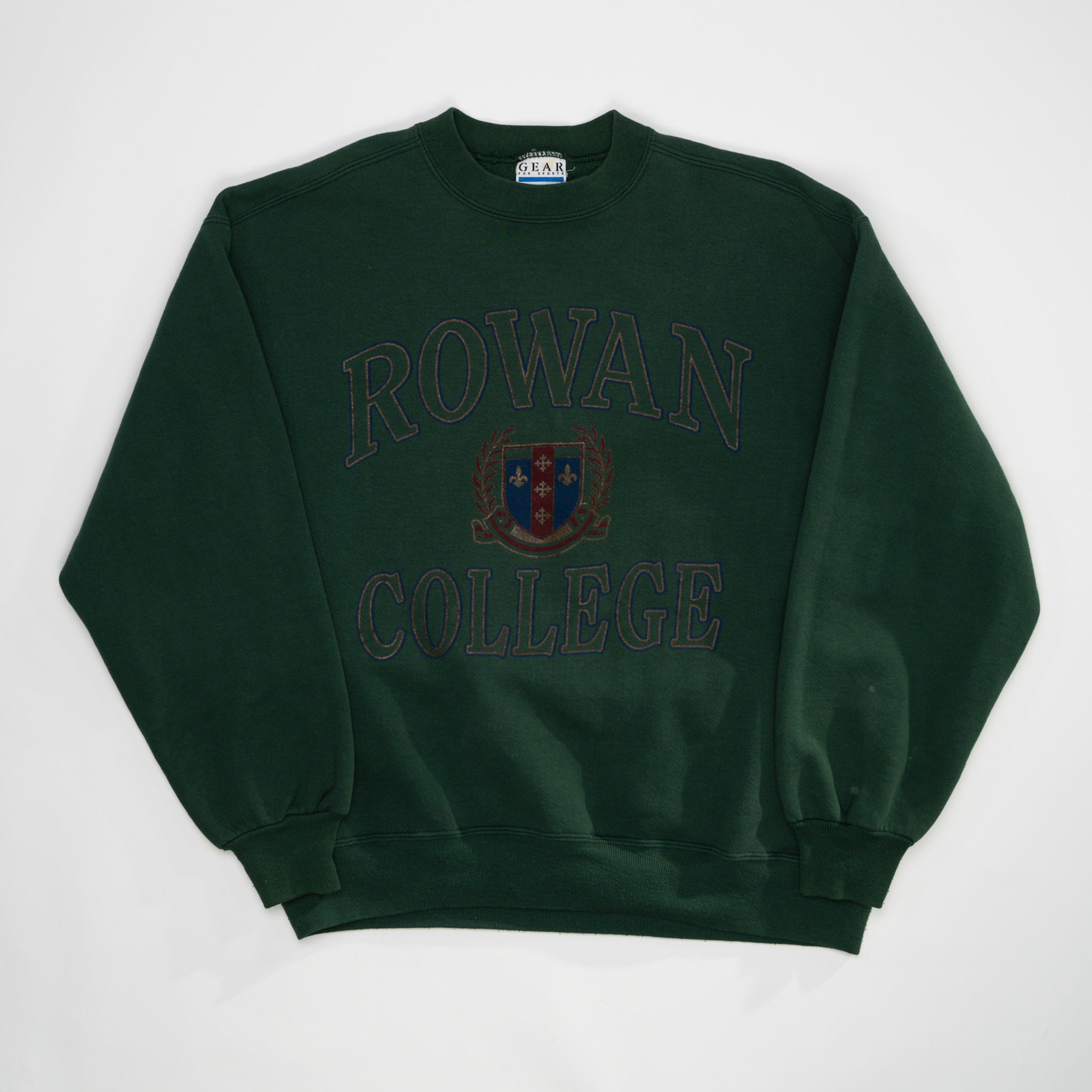 Vintage 90s Green  Rowan College Crewneck (M) | Rebalance Vintage.