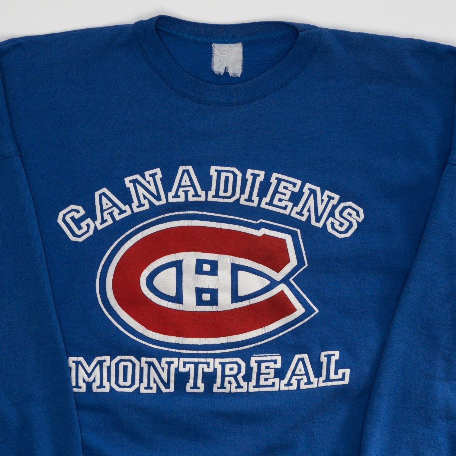Vintage 80s Blue Canadiens Montreal Crewneck (XL) | Rebalance Vintage.