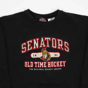 Vintage Washed Black Senators Old Time Hockey Crewneck (S) | Rebalance Vintage.