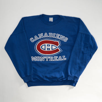 Vintage 80s Blue Canadiens Montreal Crewneck (XL) | Rebalance Vintage.
