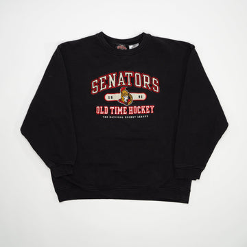 Vintage Washed Black Senators Old Time Hockey Crewneck (S) | Rebalance Vintage.