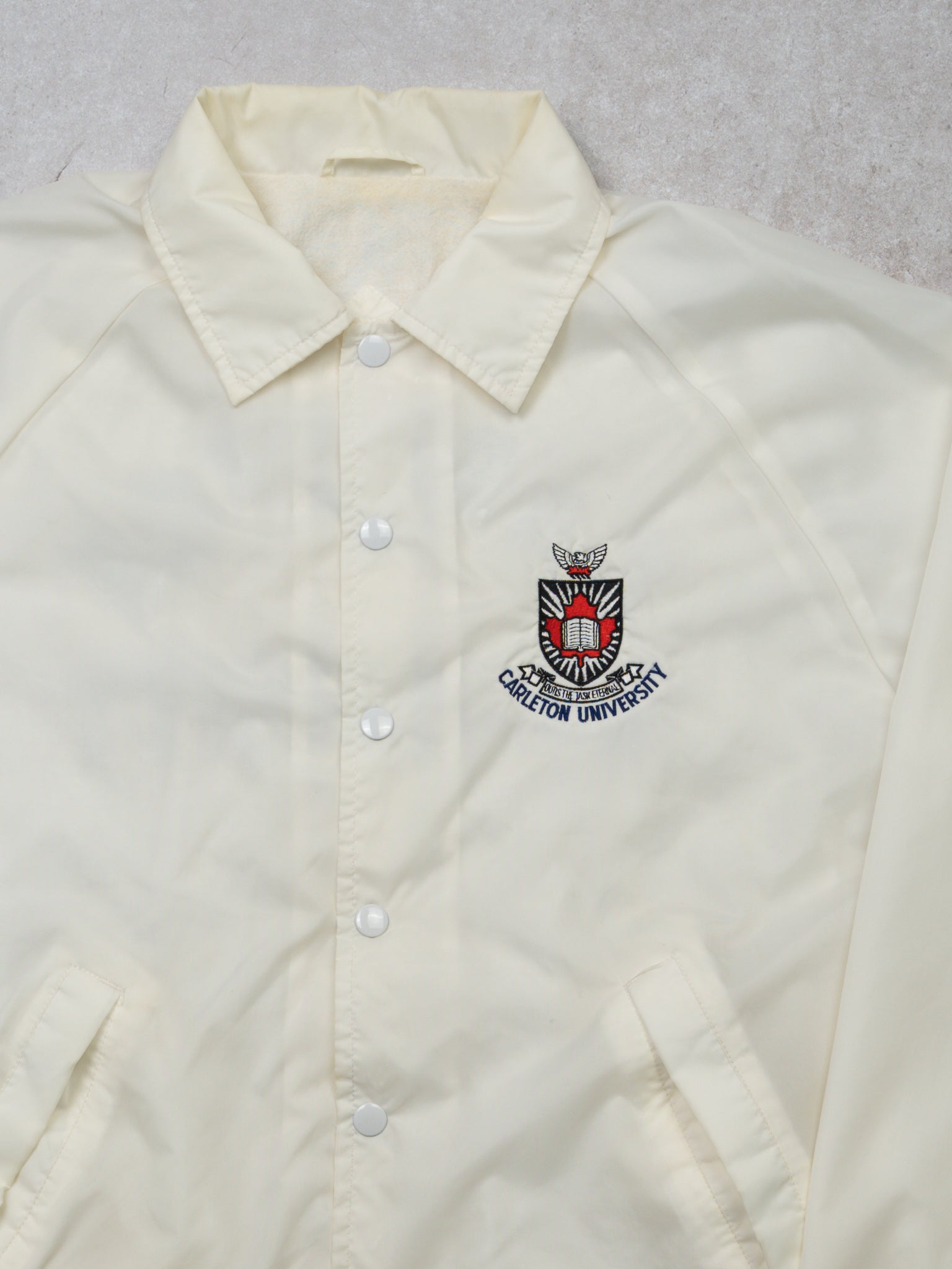 Vintage 80s White Carlton University Button Up Windbreaker (M)