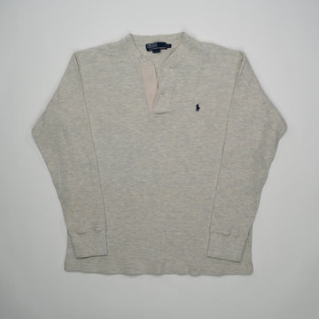 Vintage 90s Waffle Polo Long Sleeve (L) | Rebalance Vintage.