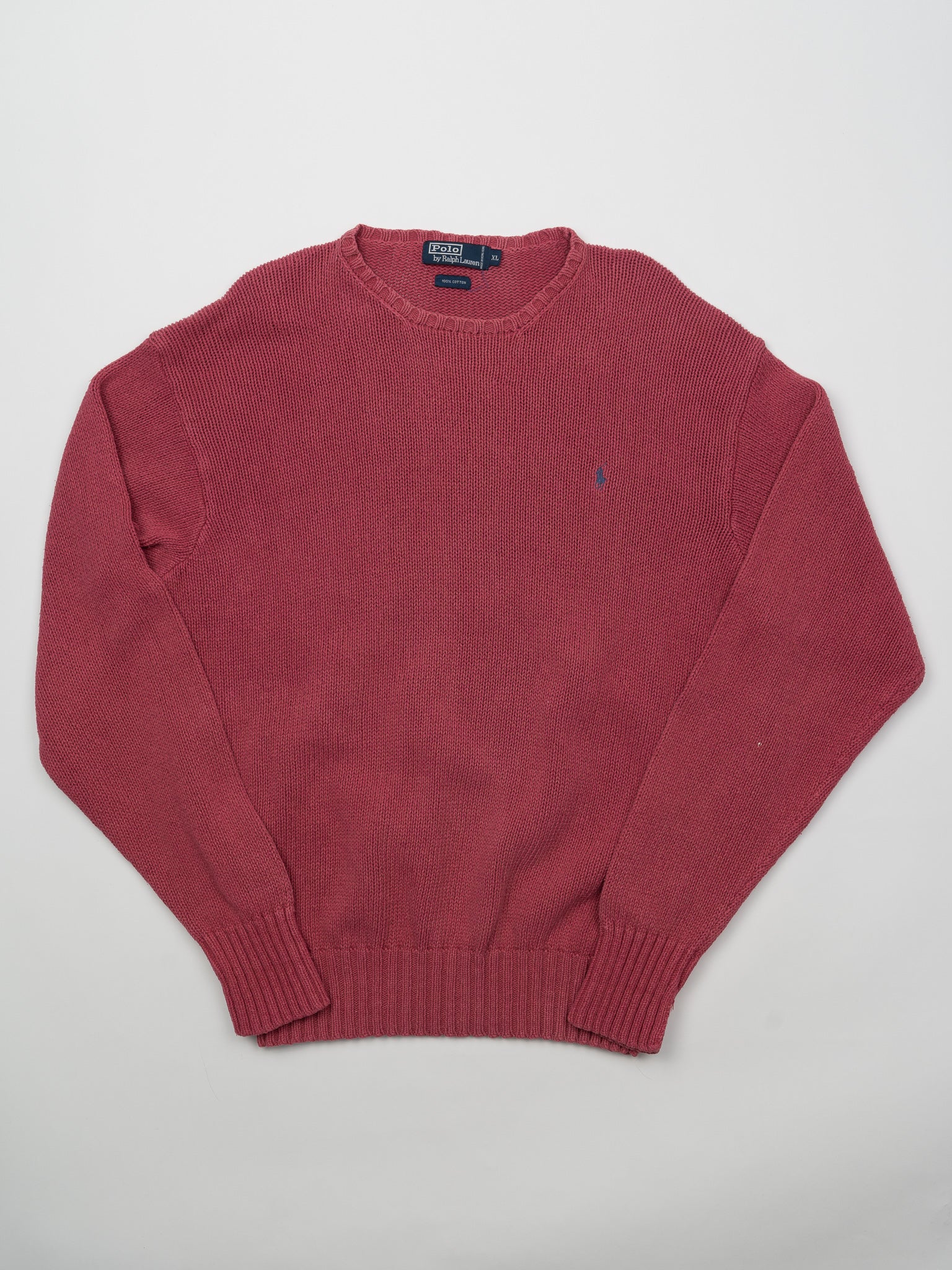 Vintage 90s Faded Red Polo Knit Sweater (L)
