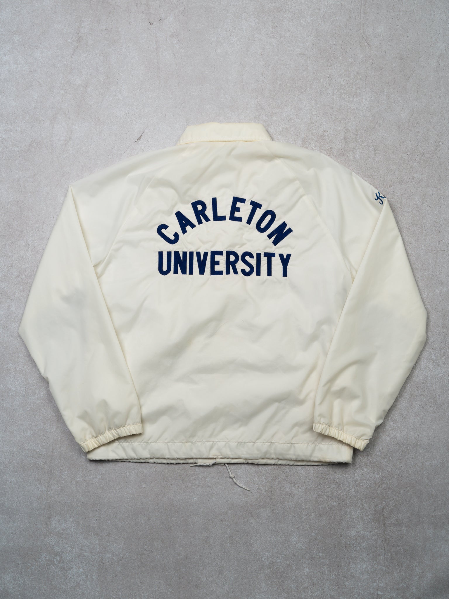 Vintage 80s White Carlton University Button Up Windbreaker (M)