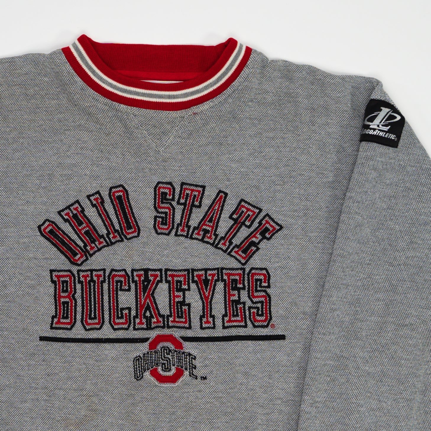 Vintage Grey + Red Ohio State Buckeyes Crewneck (L) | Rebalance Vintage.