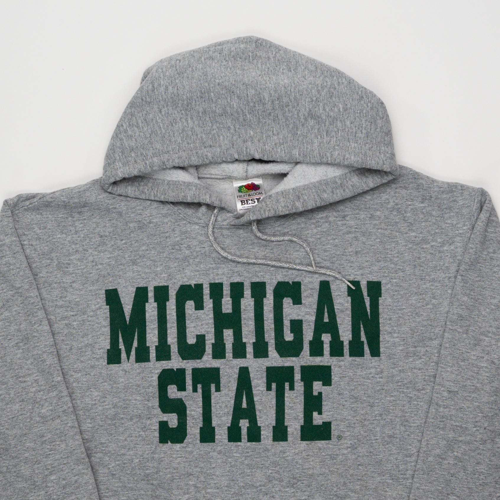 Vintage 90s Grey Michigan State Spell Out Hoodie (M/L) | Rebalance Vintage.