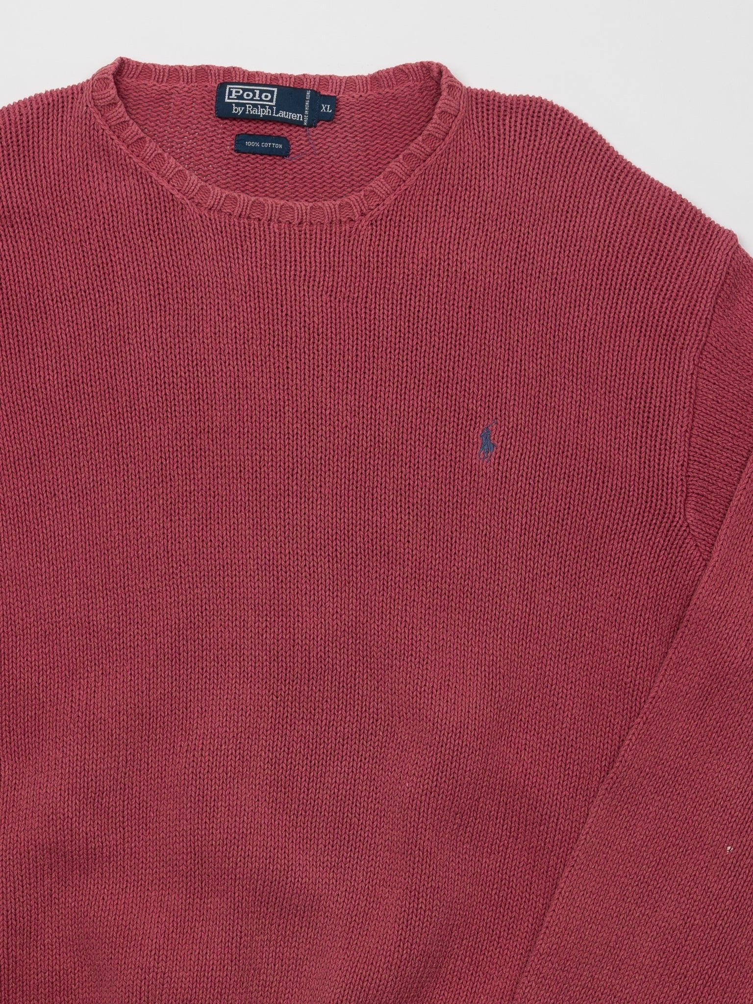 Vintage 90s Faded Red Polo Knit Sweater (L)