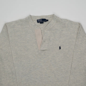 Vintage 90s Waffle Polo Long Sleeve (L) | Rebalance Vintage.
