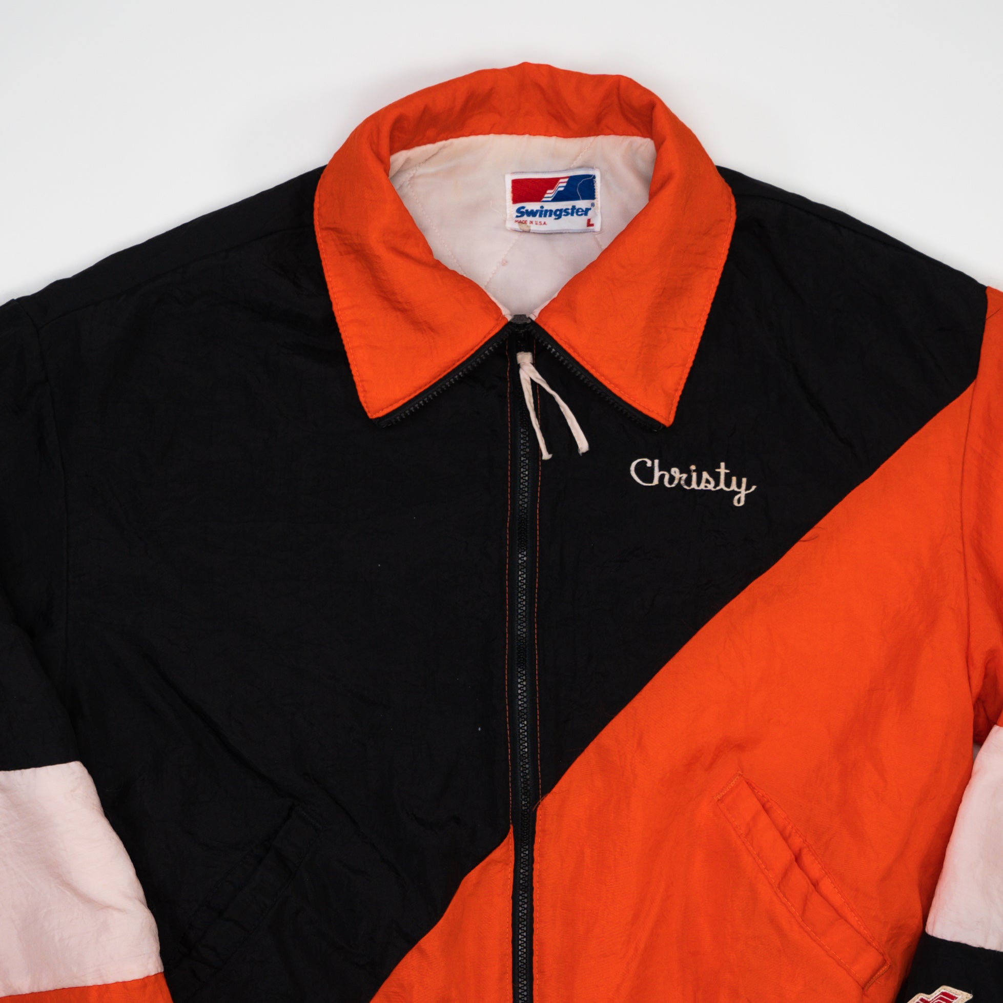 Vintage 90s Black + Orange East Forest Windbreaker Bomber (XL)