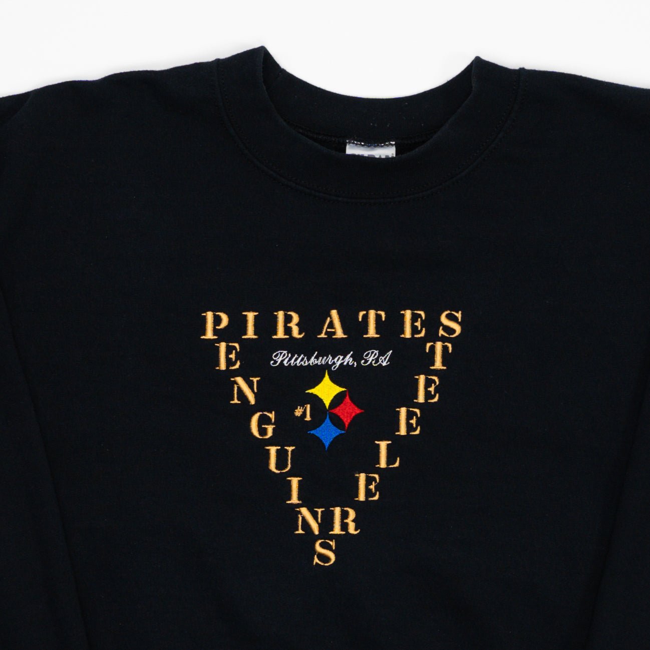Vintage 90s Black Pittsburgh Pirates, Penguins, Steelers Crewneck (L) | Rebalance Vintage.