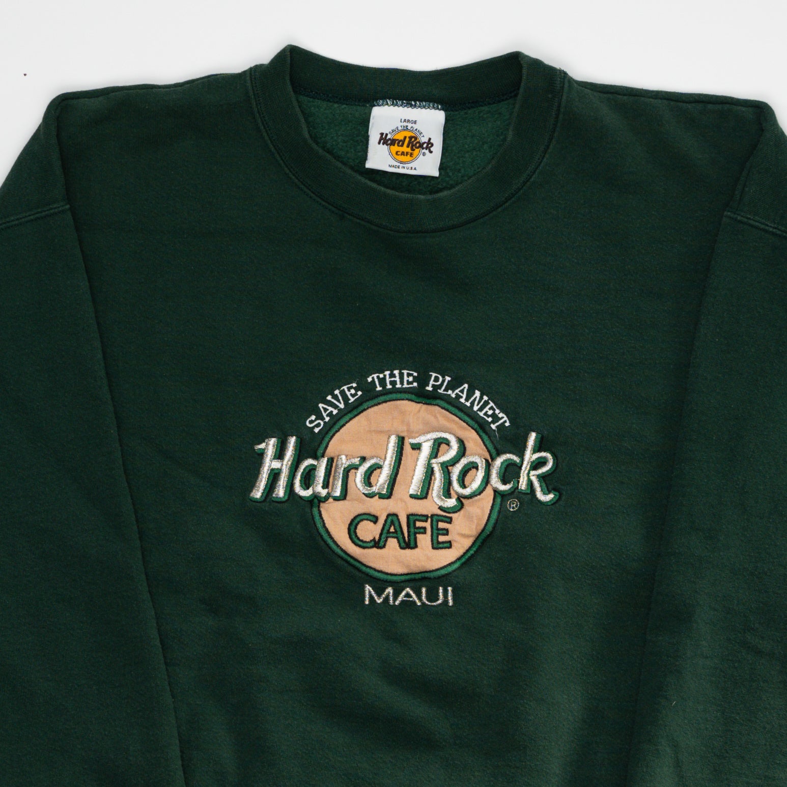 Vintage 90s Green Hard Rock Cafe Maui Crewneck (L) | Rebalance Vintage.