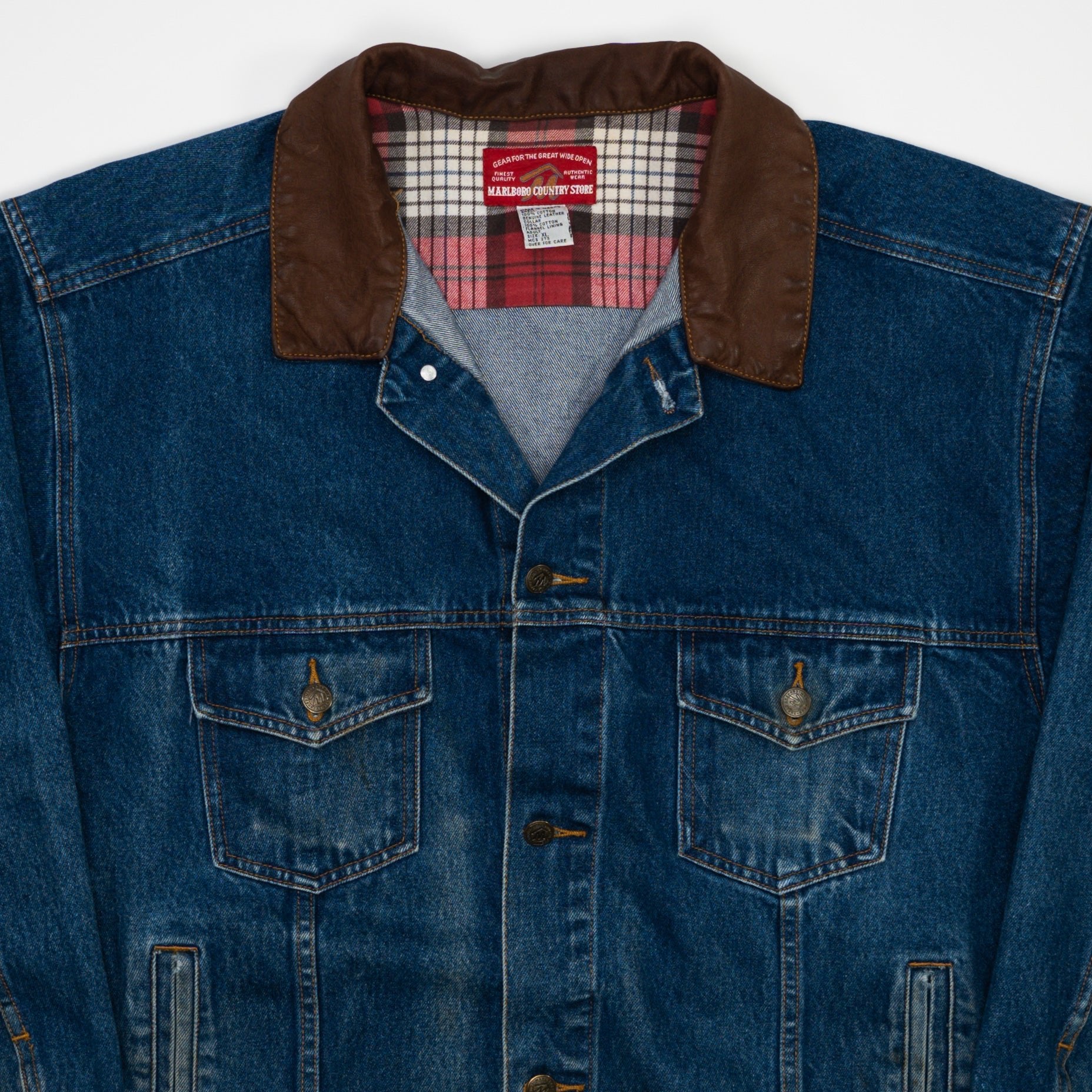Vintage Dark Blue Marlboro Jean Jacket (XL)
