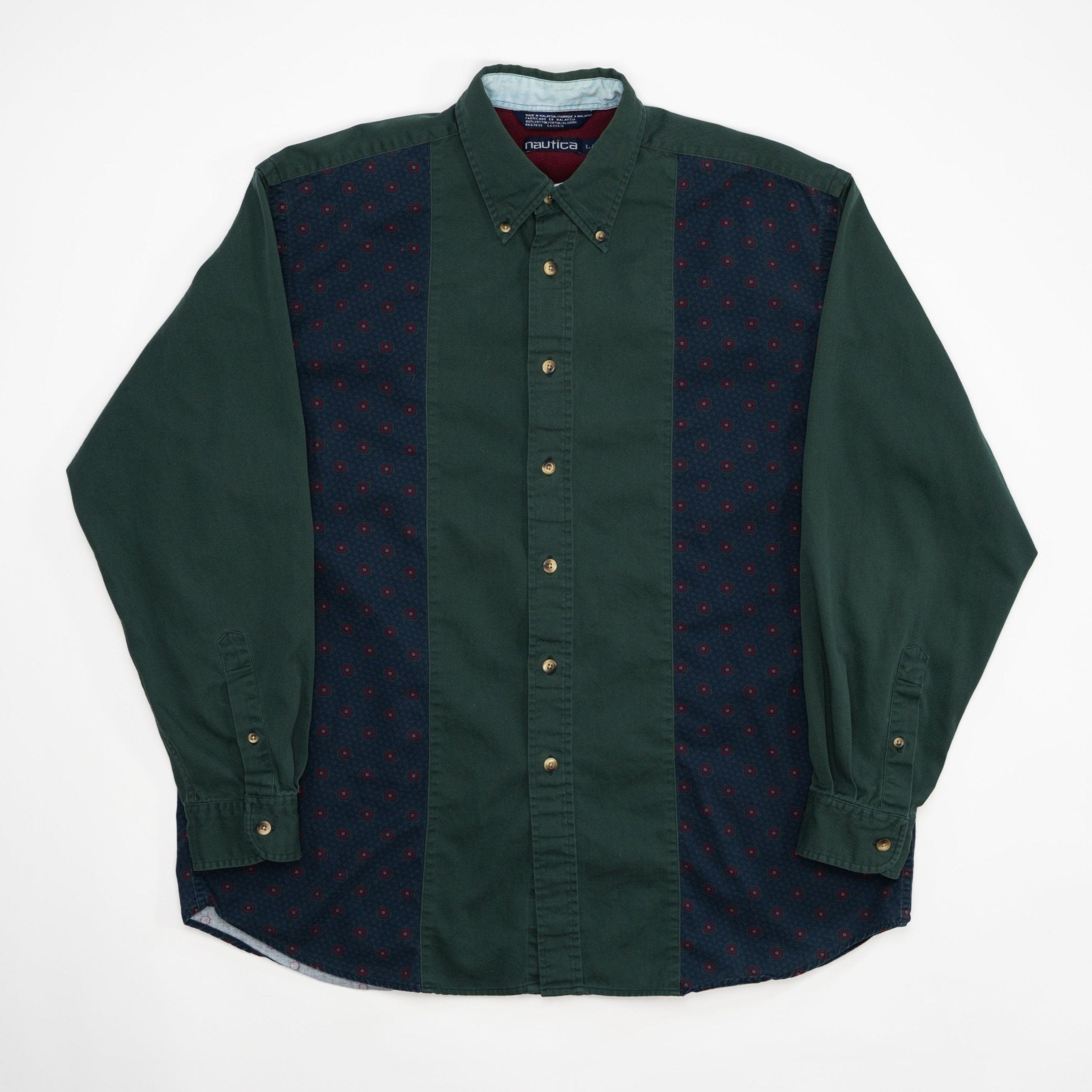 Vintage Green + Blue Nautica Button Up (L) | Rebalance Vintage.