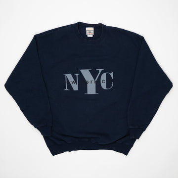 Vintage 90s Blue NYC Spell Out Crewneck (M/L) | Rebalance Vintage.