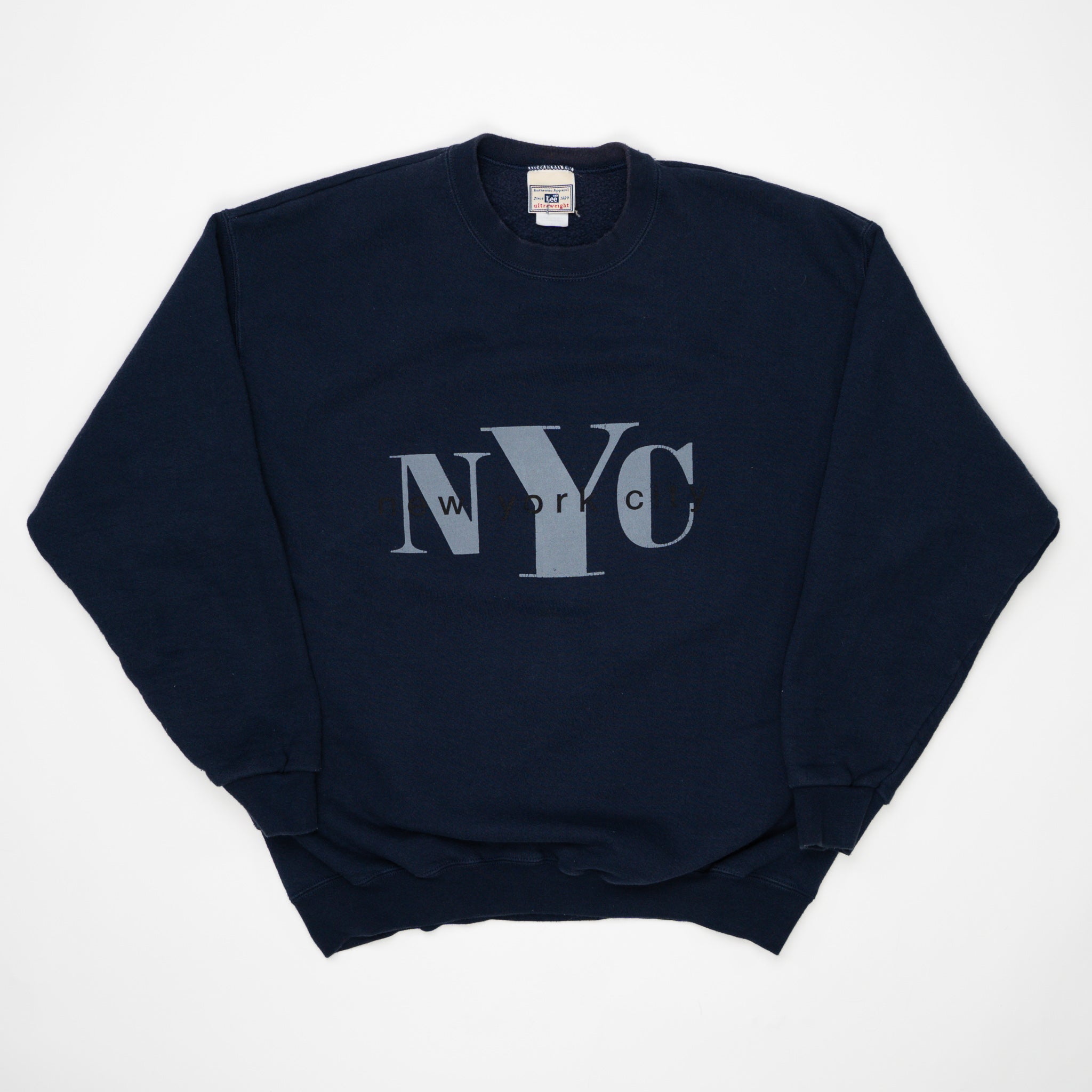 Vintage 90s Blue NYC Spell Out Crewneck (M/L) | Rebalance Vintage.