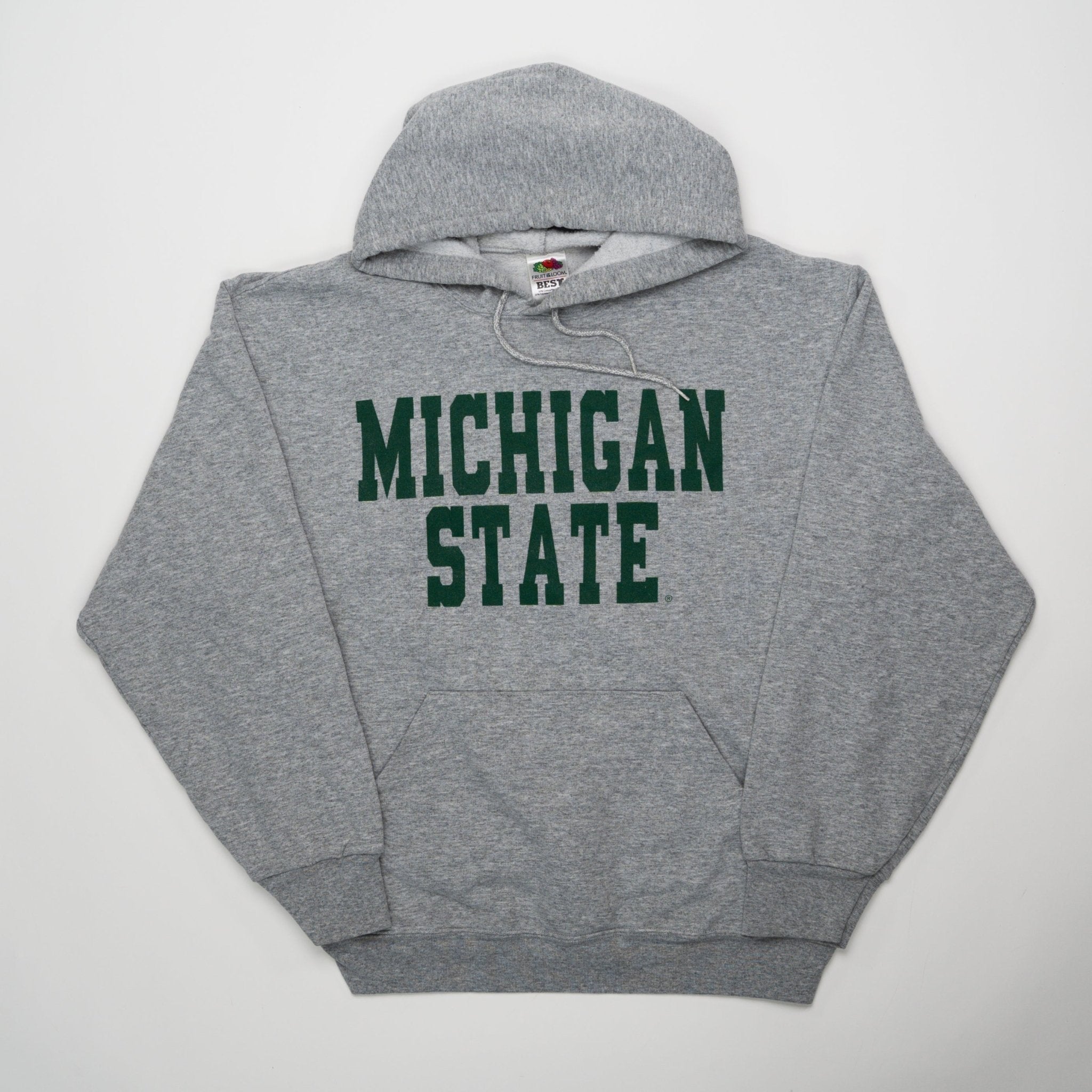 Vintage 90s Grey Michigan State Spell Out Hoodie (M/L) | Rebalance Vintage.
