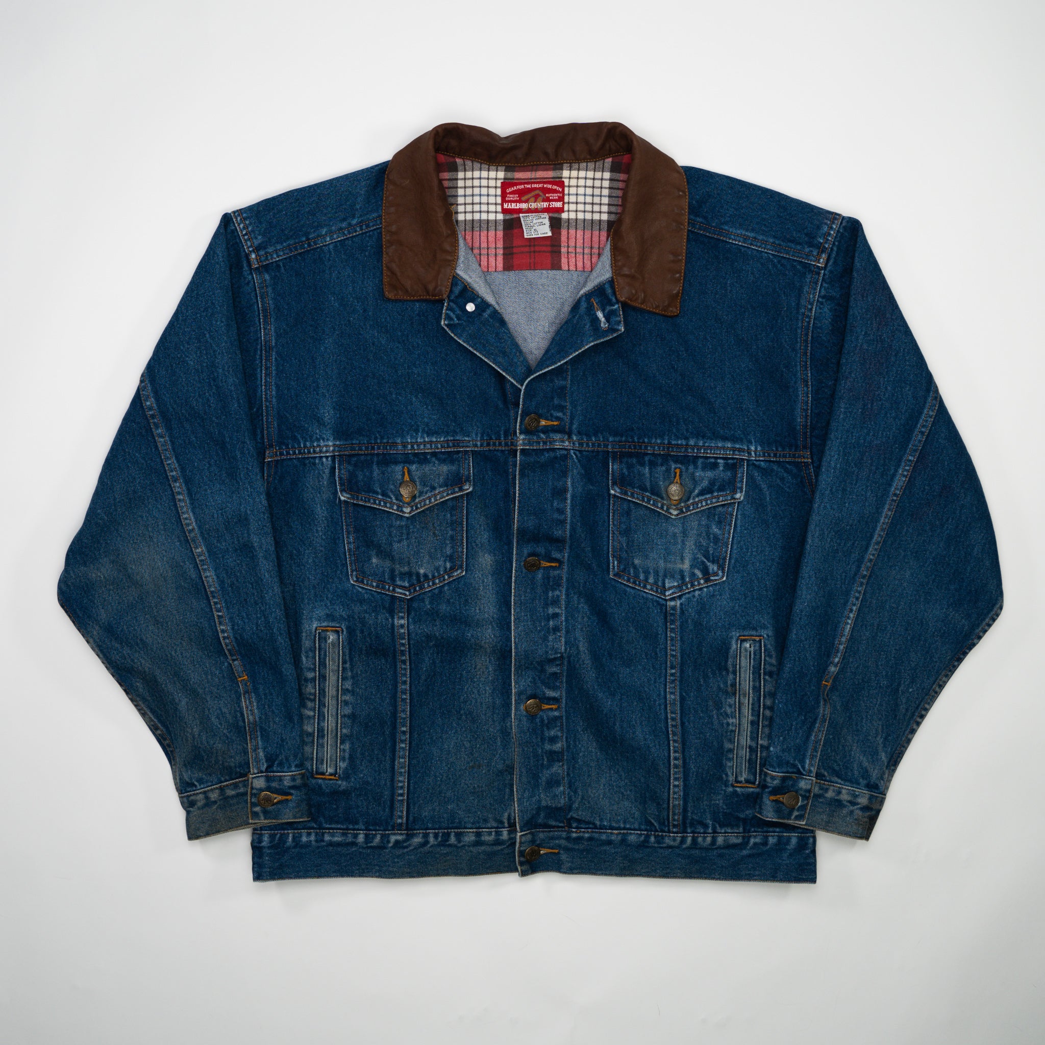 Vintage Dark Blue Marlboro Jean Jacket (XL)